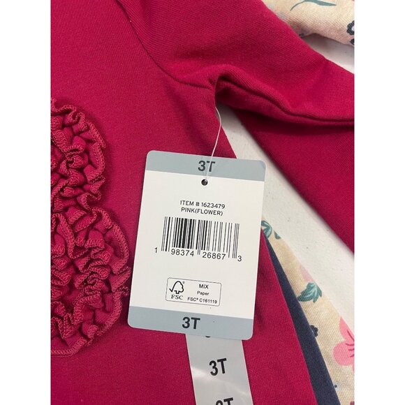Koala Kids 4-Piece Girls 3T Set: Floral Dress Pink & Blue Leggings Red Tunic NWT - Picture 7 of 9